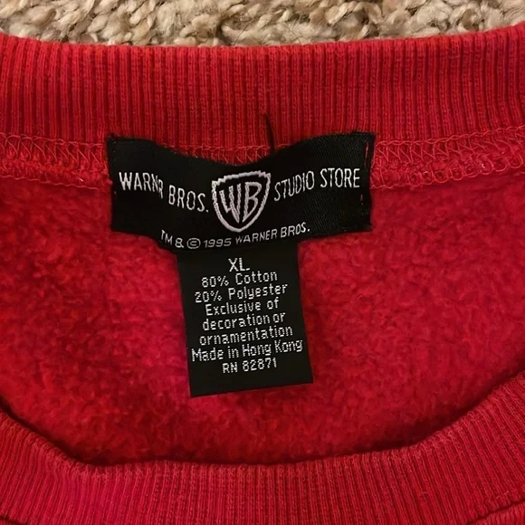 EUC 1990’s Vintage Warner Bros Looney Tunes Embroidered characters sweatshirt XL - Picture 4 of 5